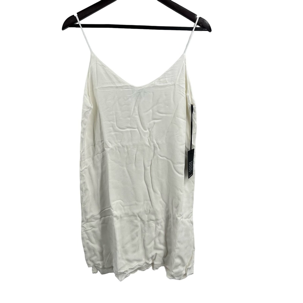 Michael Lauren Chance Spaghetti Tank Dress‎ White Lined Small New